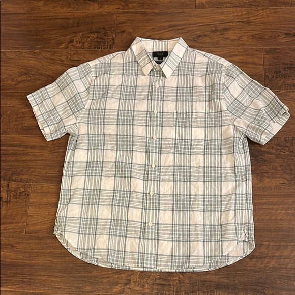 Vince Gray and White Plaid Casual Shirt Sz. Large - Picture 1 of 7